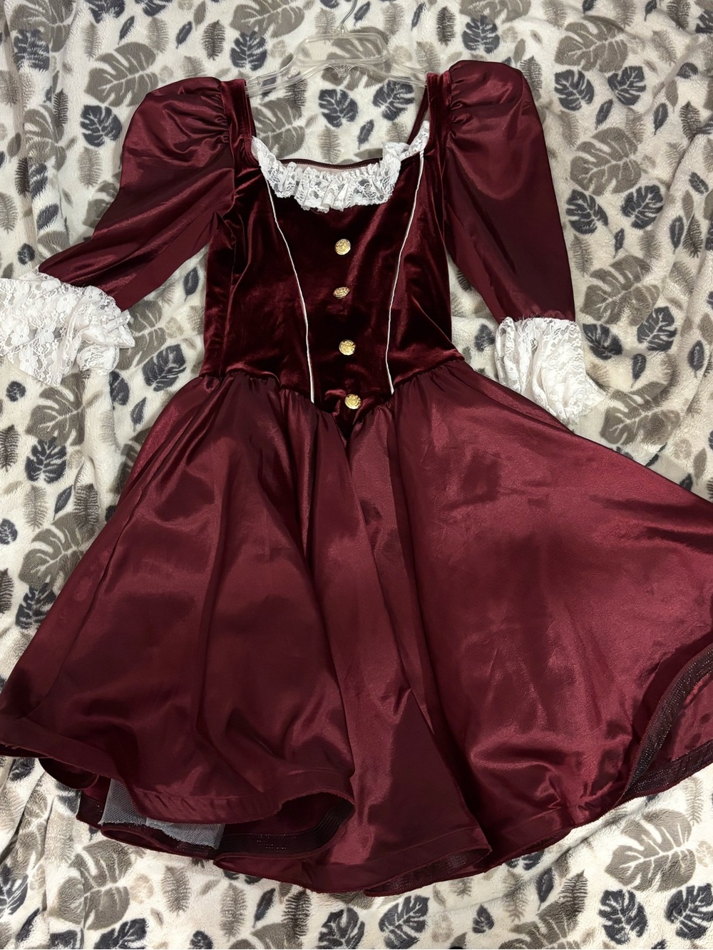 Weissman Burgundy Lace-Trim Girls' Satin & Velvet Dress